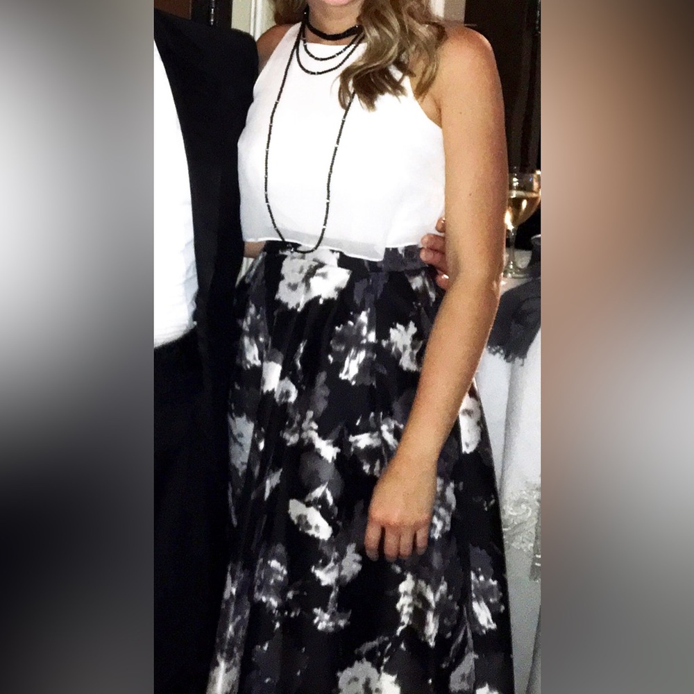 Black and White Floral Ballgown